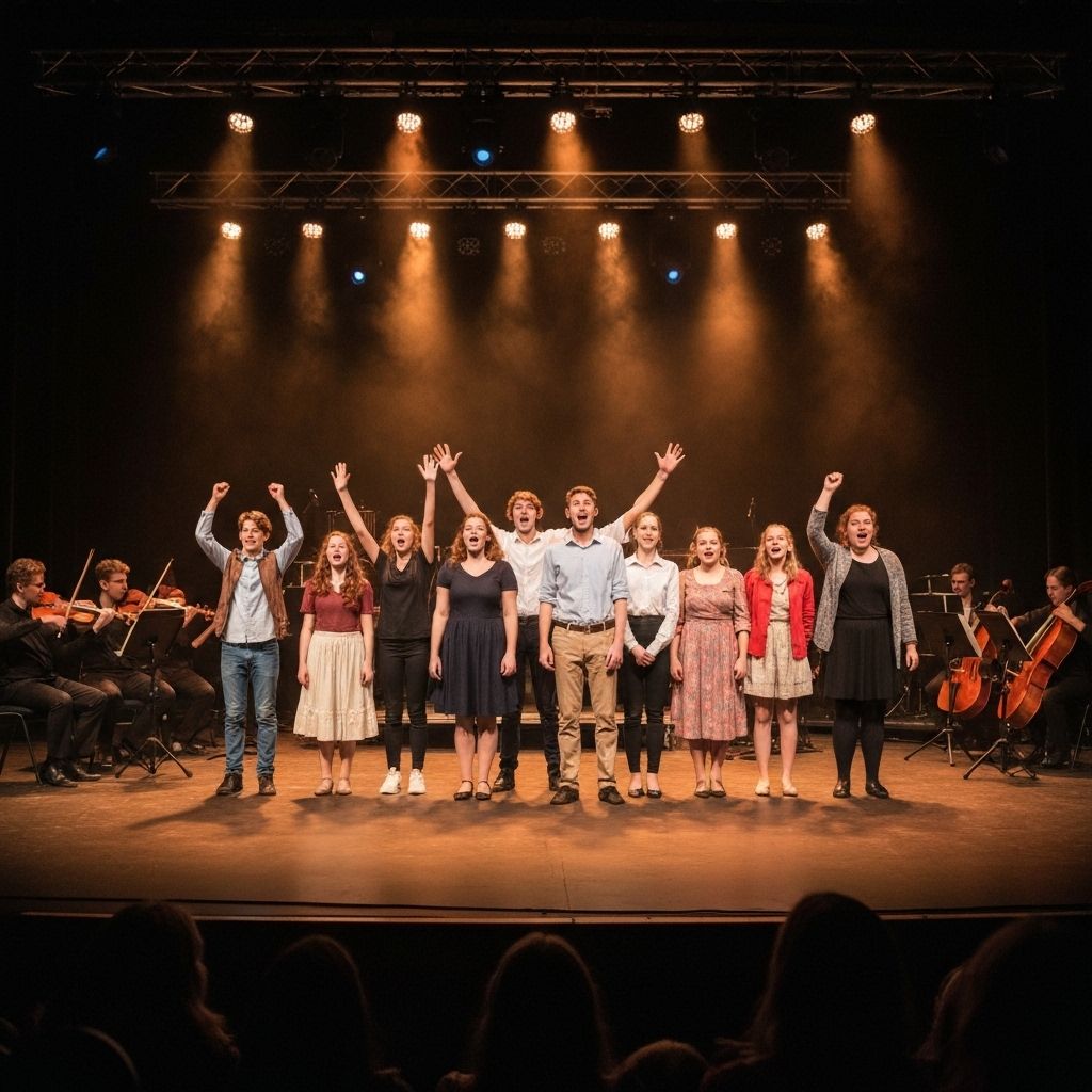 Performing arts students on stage